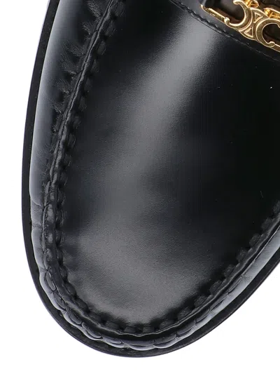 Celine Loafers With Gold-tone Hardware And Leather Upper In Black