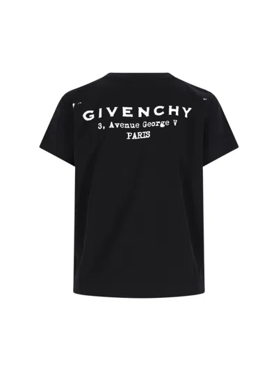 Givenchy Black Crewneck T-shirt With Logo Lettering On Front And Rear In Cotton Woman In Black
