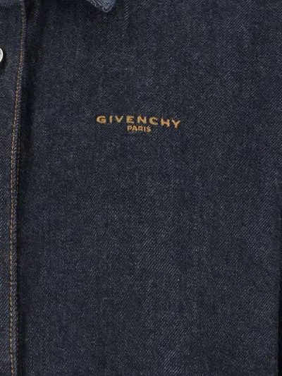 Givenchy Collared Neck Structured Long Sleeves Top In Blue
