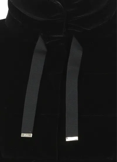 Herno Velvet Quilted Drawstring High Collar Jacket In Black