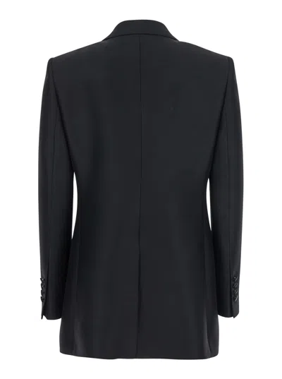 Dolce & Gabbana Dolce&gabbana Black Double Breasted Wool Jacket In Multi