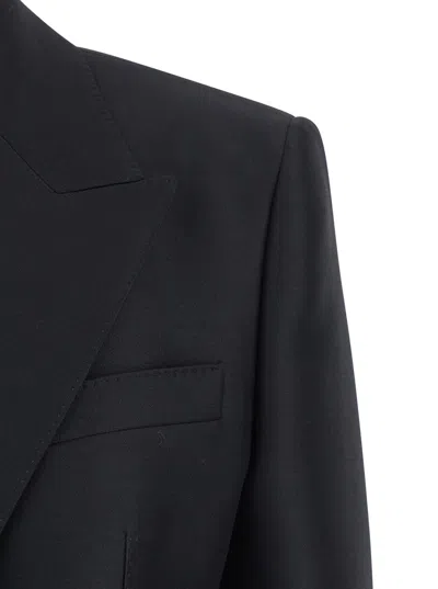 Dolce & Gabbana Dolce&gabbana Black Double Breasted Wool Jacket In Multi