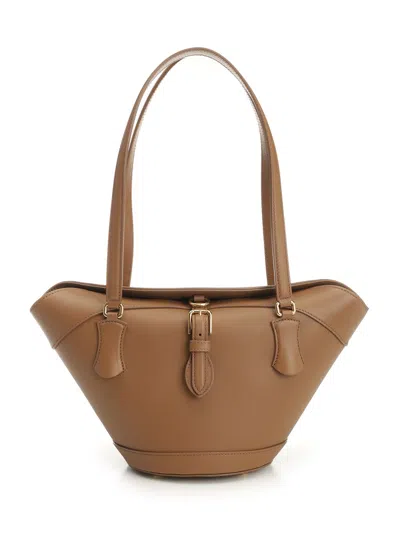 Dolce & Gabbana Brown Shoulder Bag With Two Top Handles And Buckle Closure On The Front In Brown