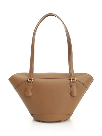 Dolce & Gabbana Brown Shoulder Bag With Two Top Handles And Buckle Closure On The Front In Brown