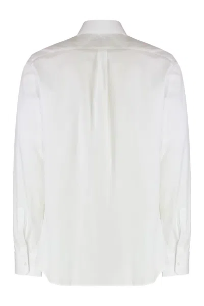 Dolce & Gabbana White Cotton Formal Dress Top Sicilia Shirt In Purple