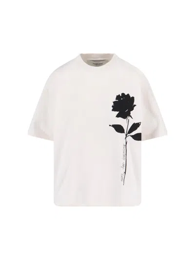 Golden Goose White T-shirt With Rose In White