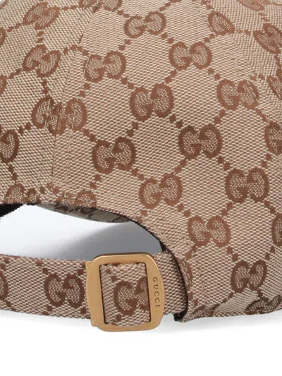 Gucci Men Beige And Ebony Baseball Cap With Web Detail In Gg Supreme Canvas Man In Green