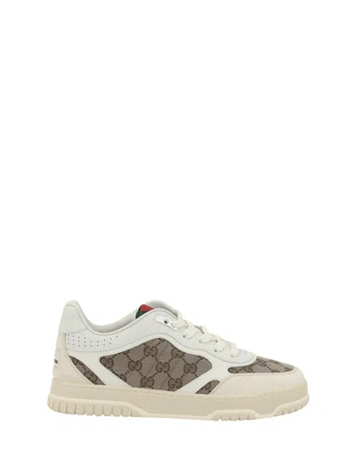 Gucci Men Re-web Low-top Leather And Suede Sneakers With Gg Supreme Fabric Inserts In Multi