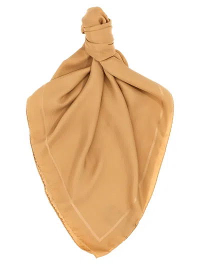 Saint Laurent Cassandre Scarf Scarves And Foulards Beige In Brown