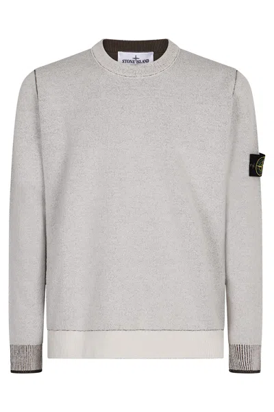 Stone Island Cotton Blend Crew-neck Sweater In Gray