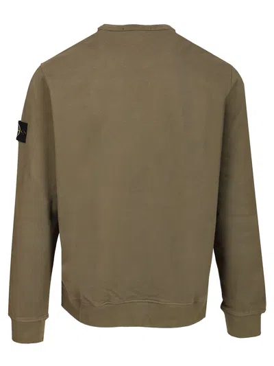 Stone Island Crew Neck Sweater Ribbed Cuffs In Animal Print