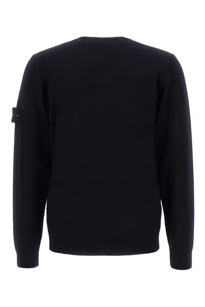 Stone Island Midnight Blue Wool Blend Sweater In Black
