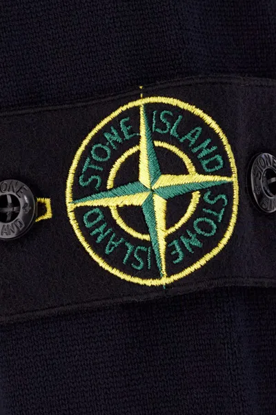 Stone Island Midnight Blue Wool Blend Sweater In Black
