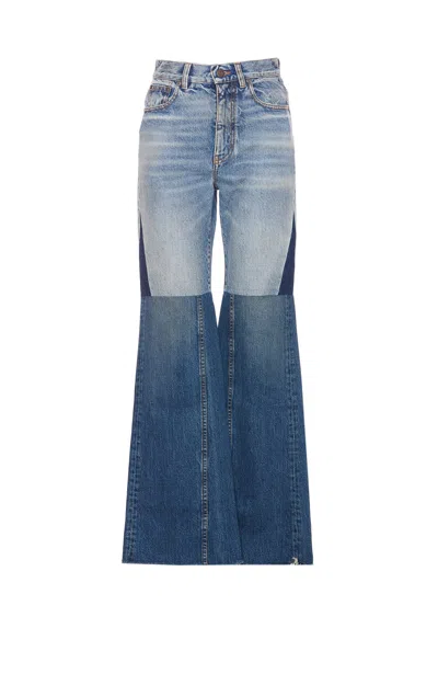 Chloé Patchwork Denim Jeans In Blue