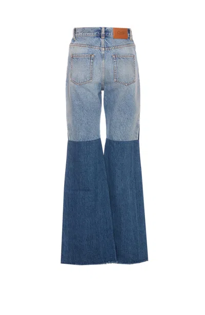 Chloé Patchwork Denim Jeans In Blue