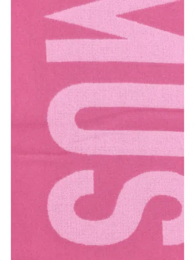 Jacquemus Women Scarf With Logo And Fringe In Pink
