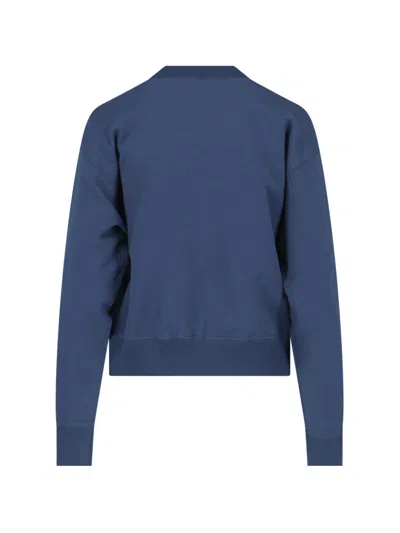 Chloé Crew Neck Logo Sweater In Blue