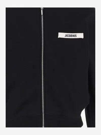 Jacquemus Le Hoodie Zip Gros Hooded Cotton Sweatshirt In Black