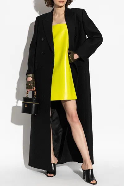 Gucci Double-breasted Coat With Gg Pattern In Black