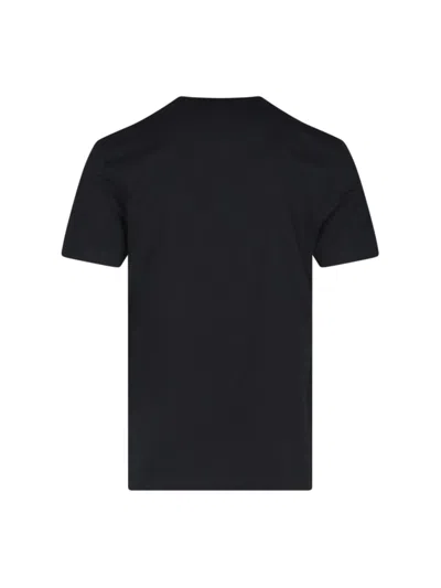 Versace Black Crewneck T-shirt With Contrasting Logo Lettering Print In Cotton