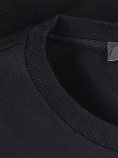 Versace Black Crewneck T-shirt With Contrasting Logo Lettering Print In Cotton