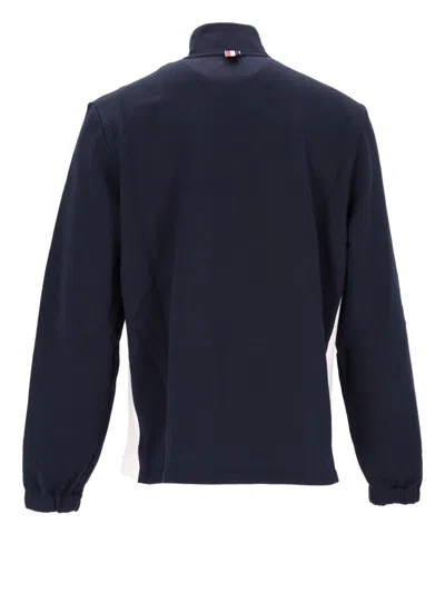 Thom Browne 4-bar Stripe Funnel Neck Half Zip Sweatshirt In Blue