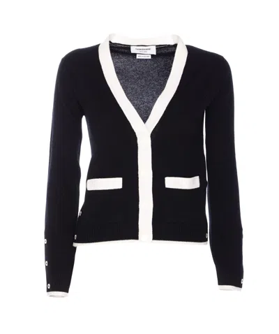 Thom Browne Side Buttoned Knit Cardigan In Multi