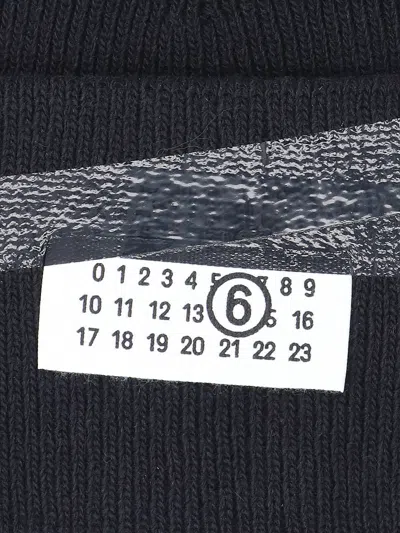 Mm6 Maison Margiela Mm6 By Maison Margiela Ribbed Knit Wool Beanie With Folded Cuff And Label In Black