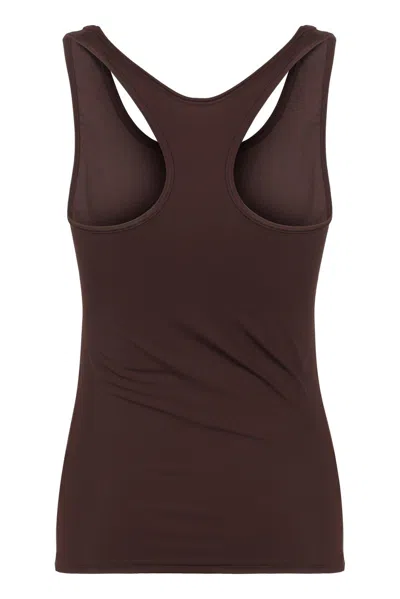 Jil Sander Fitted Racerback Sports Tank With Logo Print In Brown