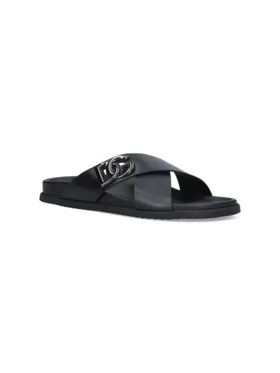 Dolce & Gabbana Calfskin Sandal In Black