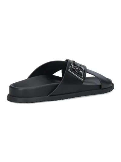 Dolce & Gabbana Calfskin Sandal In Black