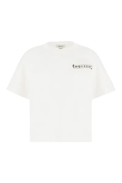 Alexander Mcqueen Timeless Crew Neck T-shirt With Short Sleeves In White