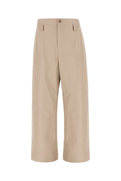 Alexander Mcqueen Cotton Trousers With Back Pockets And Front Pleats In Neutral