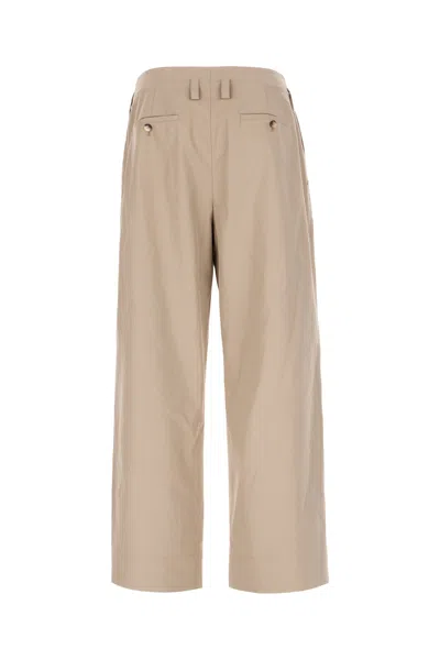 Alexander Mcqueen Cotton Trousers With Back Pockets And Front Pleats In Neutral