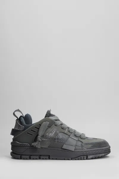 Axel Arigato Area Patvhwork Sneakers In Grey Suede And Fabric In Gray