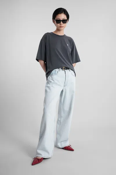 Anine Bing Womens Ultra Bleached Manon Wide-leg Denim Jeans In Blue