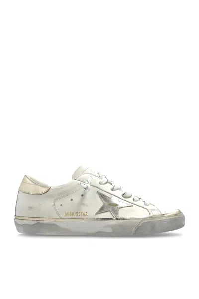 Golden Goose Super Star Leather Upper Laminated Star And Heel Glitter Edge In Gray