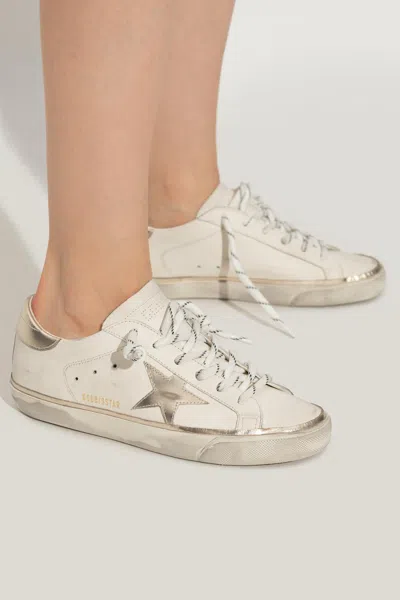 Golden Goose Super Star Leather Upper Laminated Star And Heel Glitter Edge In Gray