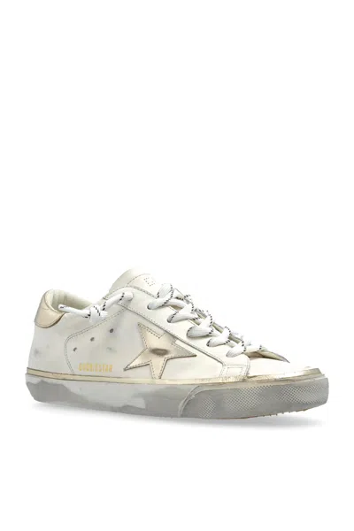 Golden Goose Super Star Leather Upper Laminated Star And Heel Glitter Edge In Gray