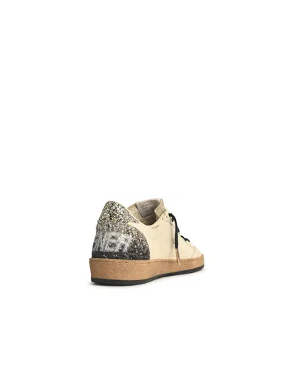 Golden Goose Silver/white Ballstar Sneaker With Glitter In Multi