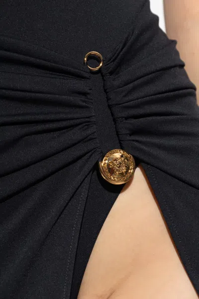 Versace Rolled High-rise Midi Skirt In 1b000 Black