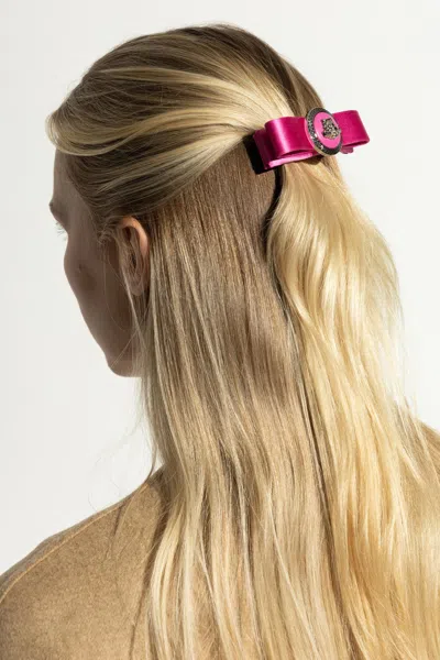 Versace Biggie Medusa Satin Hair Clip In Pink