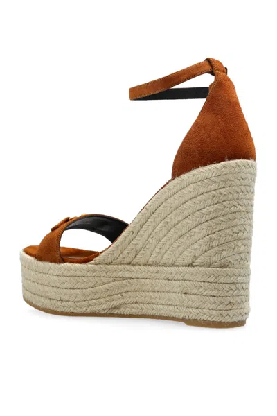 Versace Leather Espadrille Wedges 120 In Brown