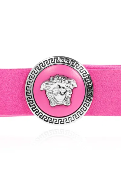 Versace Biggie Medusa Satin Hair Clip In Pink