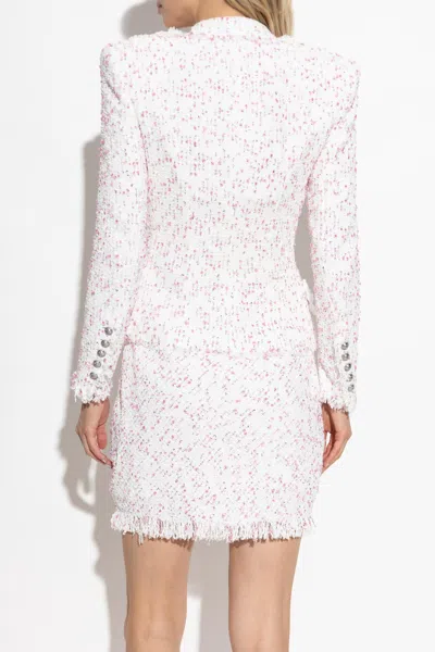 Balmain Tweed Fitted Blazer With Decorative-buttons In White