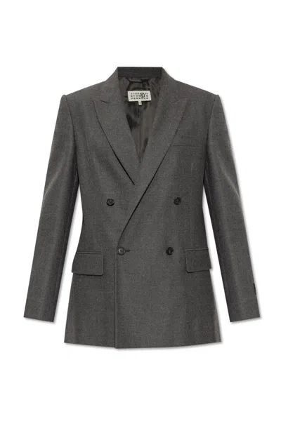 Mm6 Maison Margiela Mm6 By Maison Margiela Double-breasted Medium Grey Jacket With Elegant Tailoring In Gray