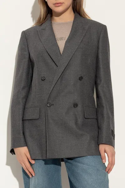 Mm6 Maison Margiela Mm6 By Maison Margiela Double-breasted Medium Grey Jacket With Elegant Tailoring In Gray