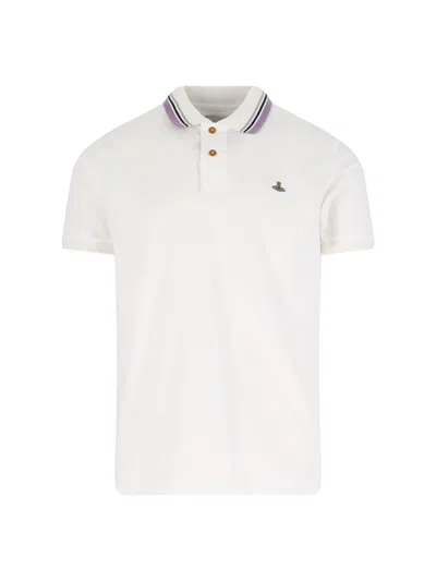 Vivienne Westwood Ribbed Collar Short Sleeves T-shirt In White