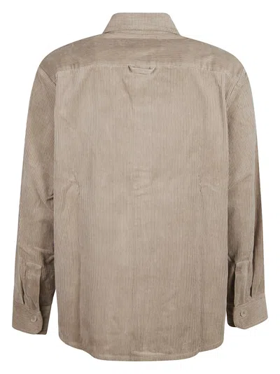A.p.c. Bobby Logo-embroidered Cotton-corduroy Overshirt In Neutral
