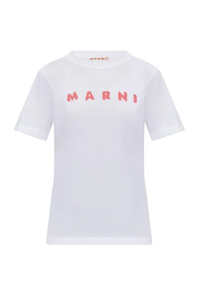 Marni Crew Neck Short Sleeves Top In White